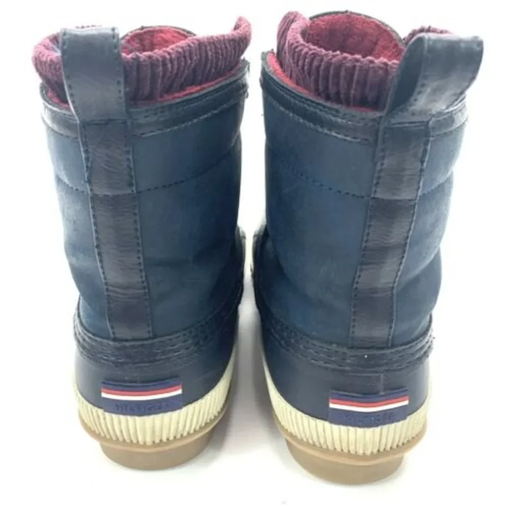 Tommy Hilfiger Womens 10M Twenzo Winter Boots Blue Ankle Lace Up Duck Boot